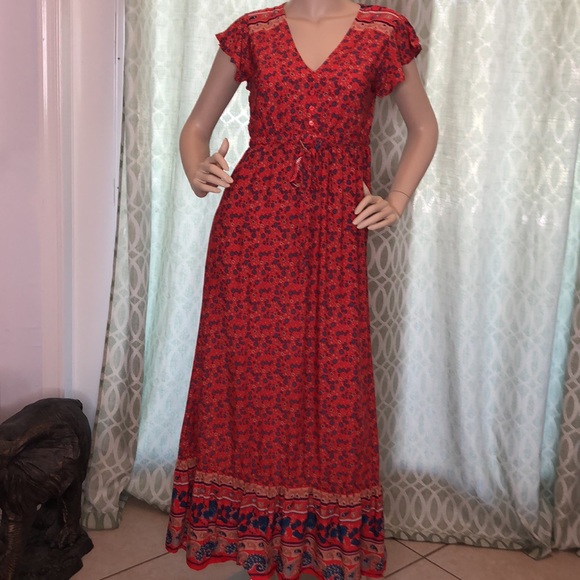 Boho Gypsy Style Red Dress - Picture 7 of 10